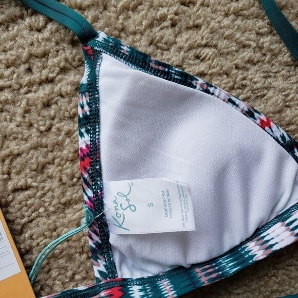Kona Sol Teal Traingle Halter Bikini Top NWT Small - Picture 5 of 6